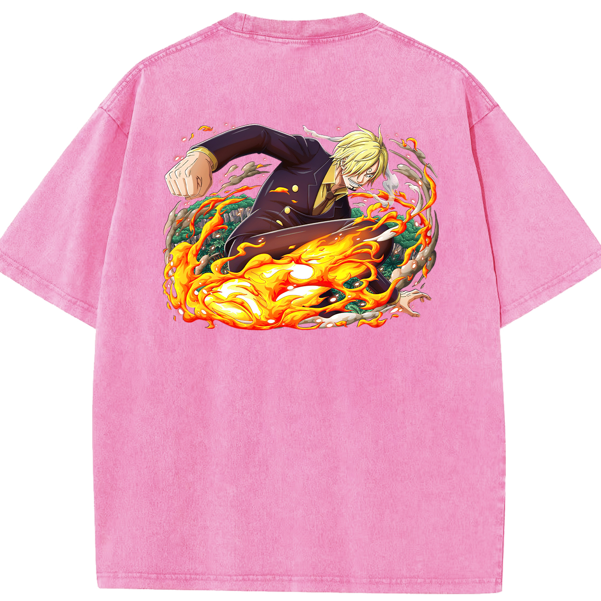 ワンピース サンジ ONE PIECE Sanji 綿100% ヴィンテージ風 半袖Tシャツ（背面プリント）